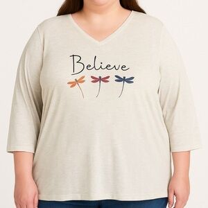 Believe Dragonfly Graphic Tee – Size 3X (NWT)
